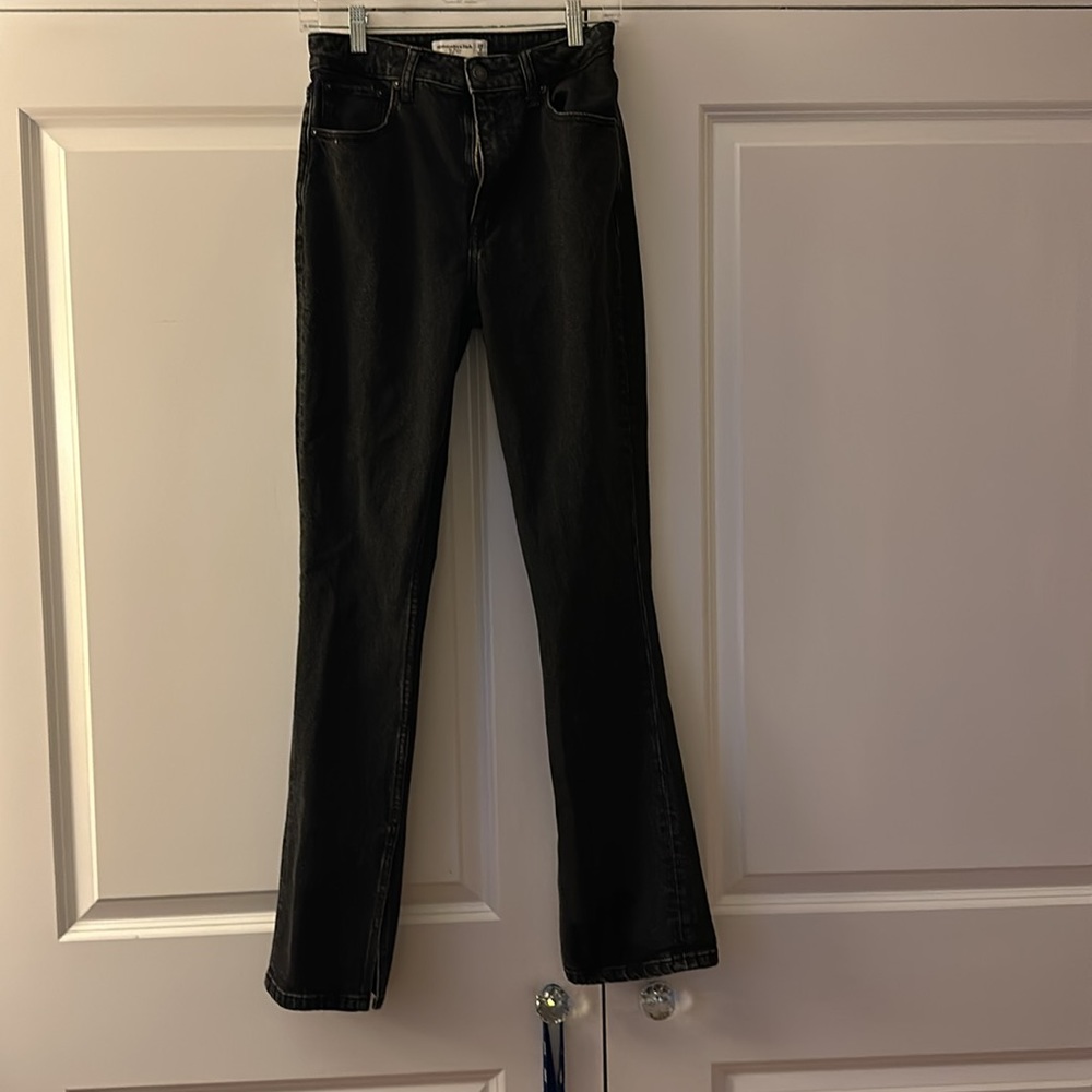 CURVE LOVE High rise black skinny jeans with leg vent